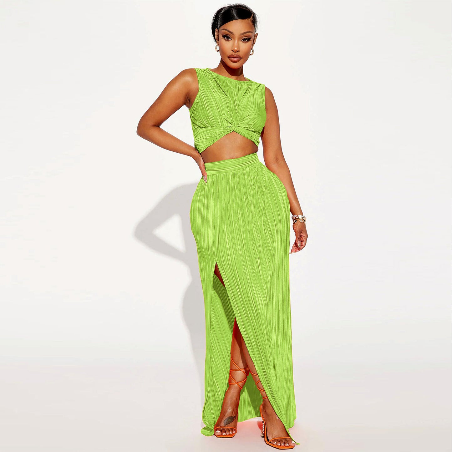 Women's Clothing Slit Dress Two-piece Set