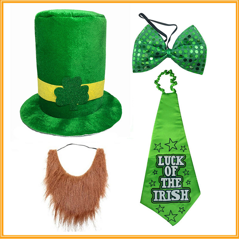Saint St Patrick's Day Green Hat Lucky Costume Accessories Celebration Carnival Props For Irish Party Hat With Beard