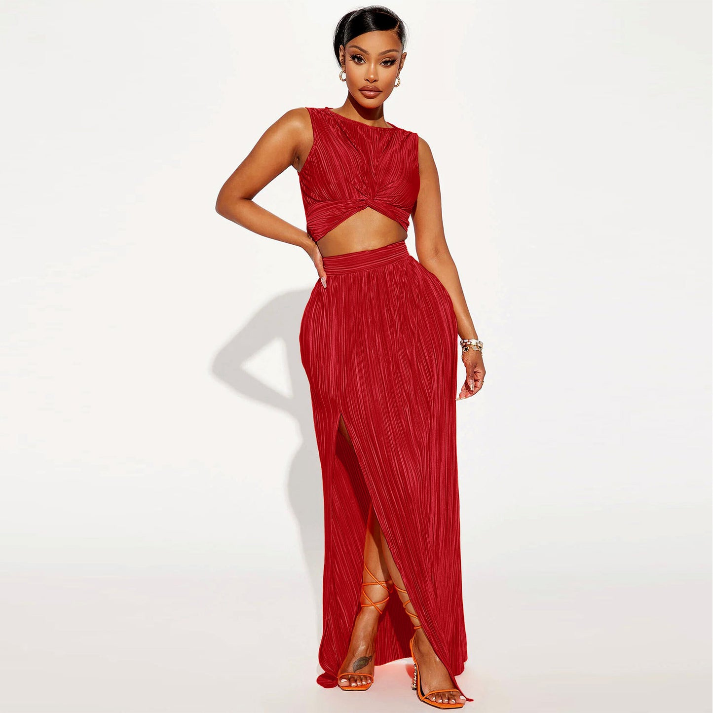 Women's Clothing Slit Dress Two-piece Set
