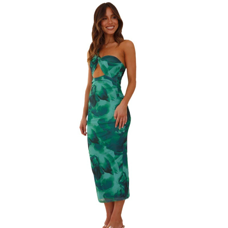 Ladies Personalized Shoulder Sleeveless Hollow Dress