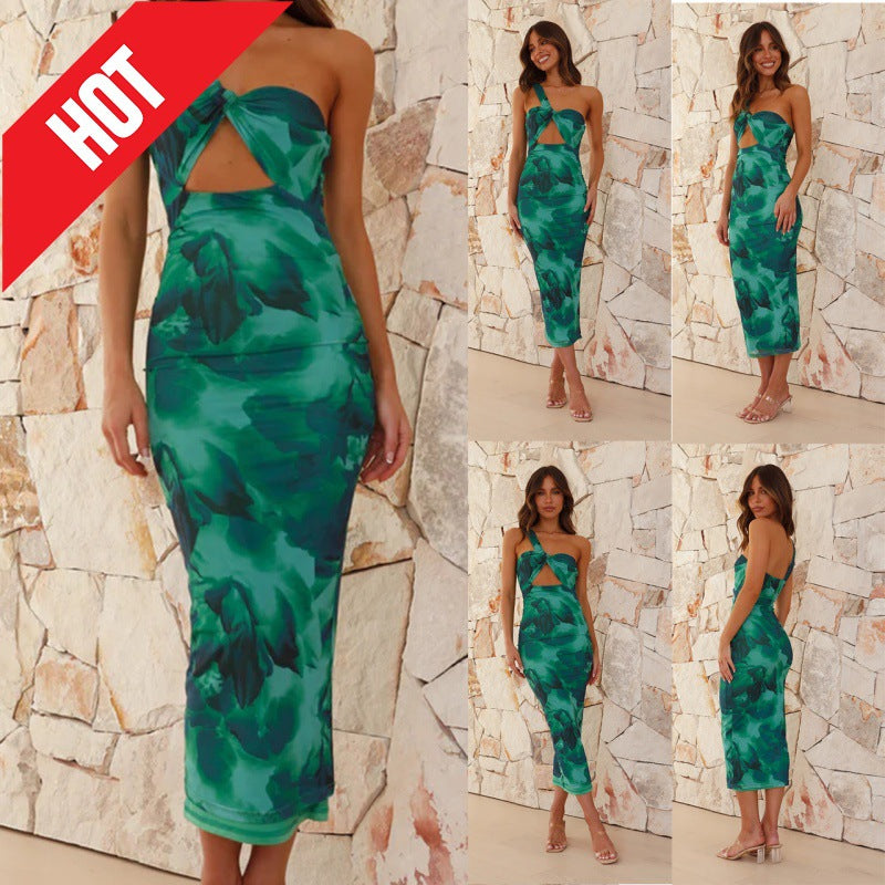 Ladies Personalized Shoulder Sleeveless Hollow Dress