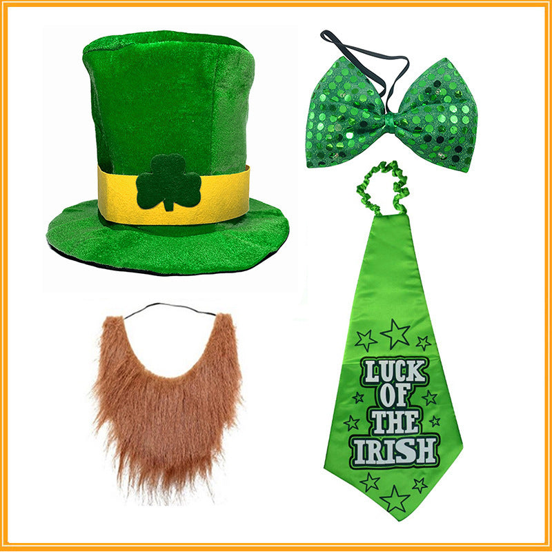 Saint St Patrick's Day Green Hat Lucky Costume Accessories Celebration Carnival Props For Irish Party Hat With Beard