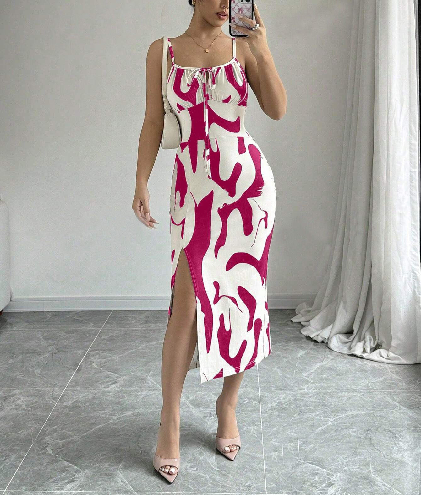 Summer Printed Dress Fashion Slim Lace-up Long Dresses For Women Clothing