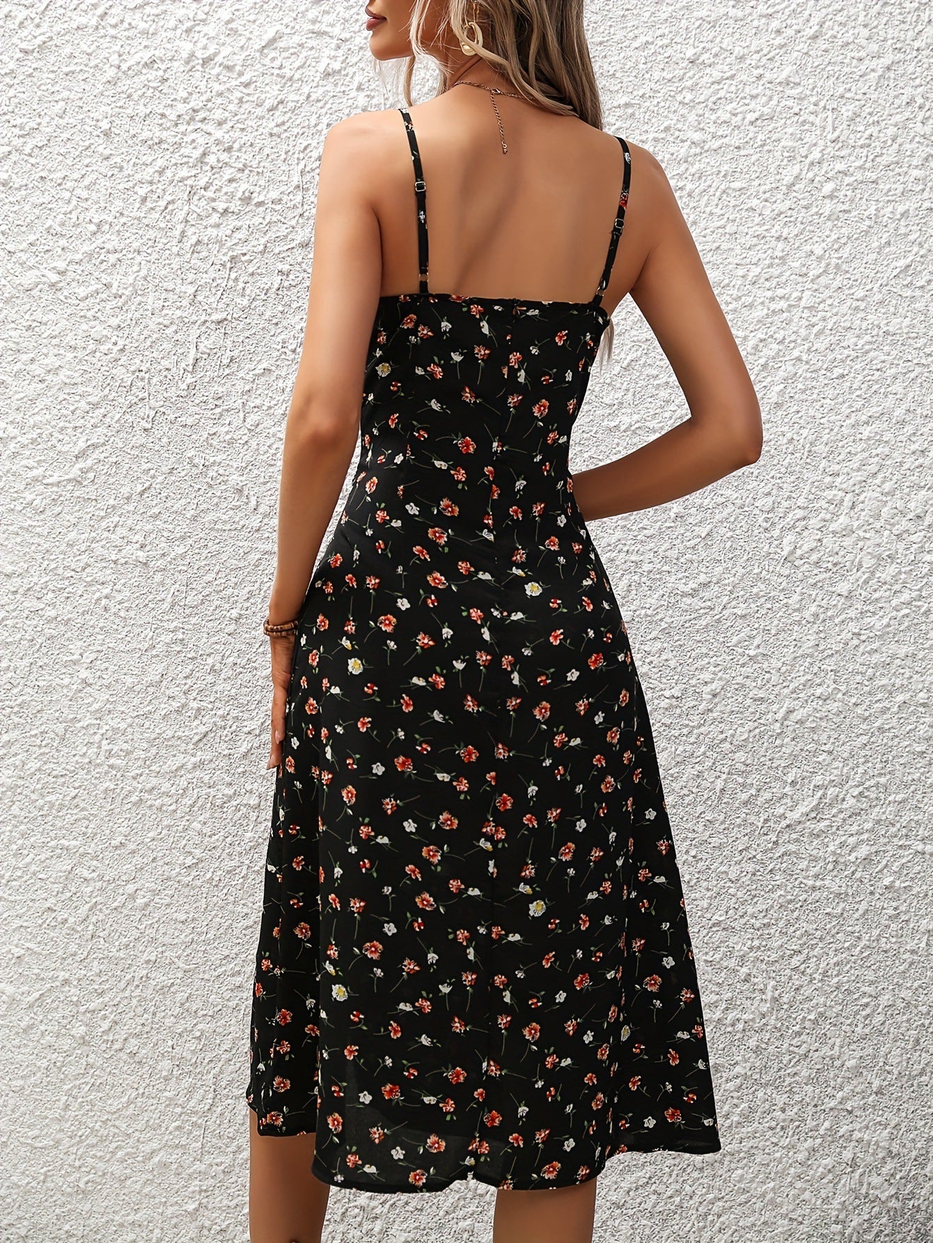 New Polka Dot Print  Dress Summer Sexy Slit Long Dresses For Womens Clothing