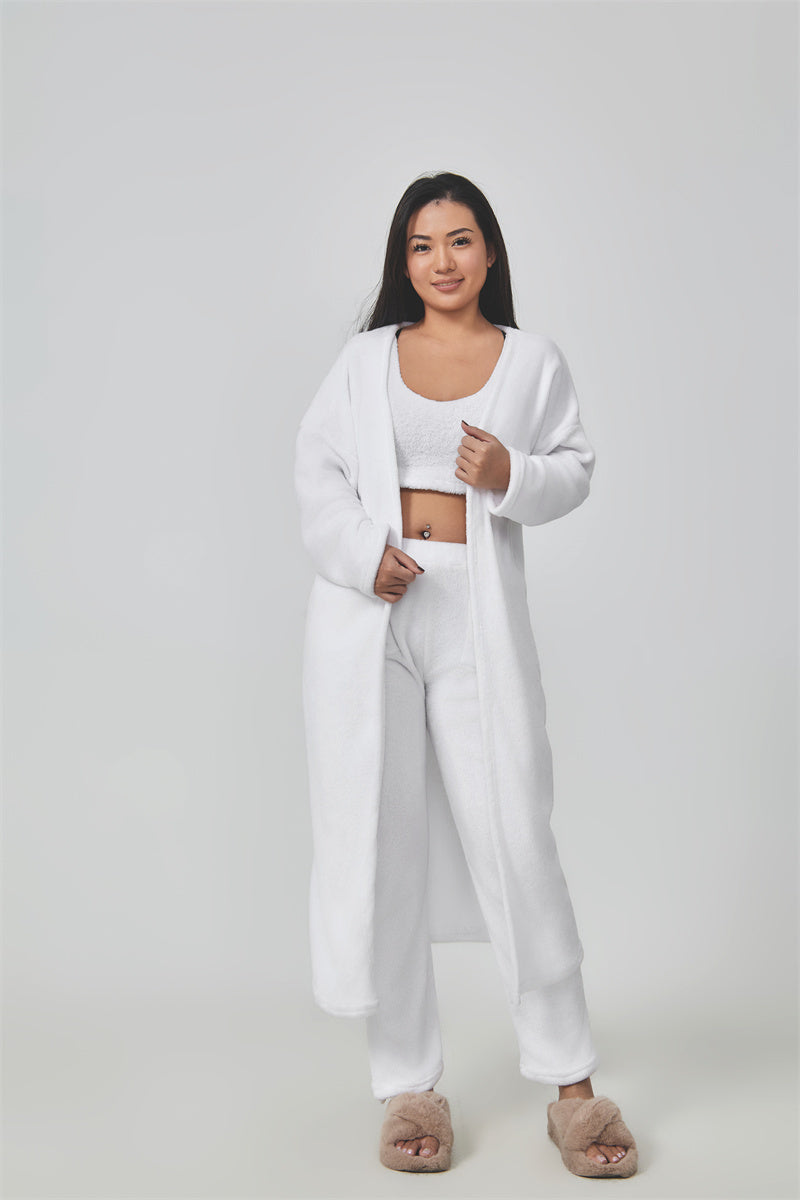 Cozy Pajama Set, 3 Piece Lounge Set, Cute Loungewear, Warm Suit Sets, Matching Set,3 Piece Pant Sets, Women