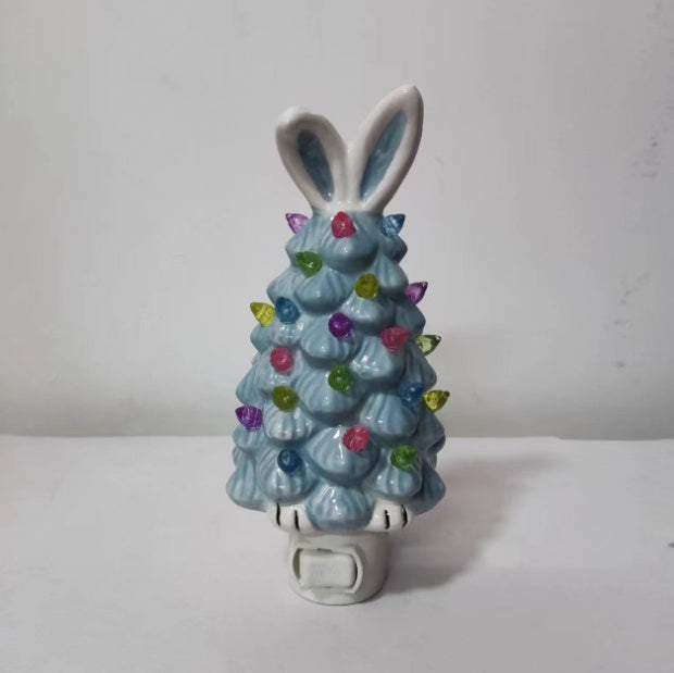 Easter Bunny Shape Ceramic Tree Decorations Spring Easter Bunny Glow Ornaments Easter Bunny