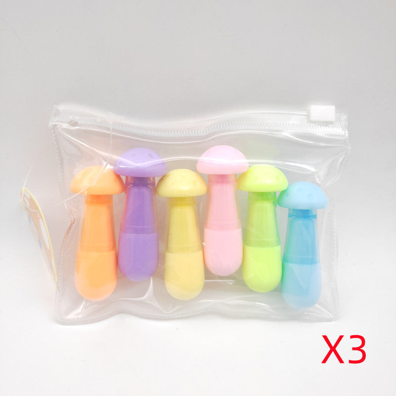 Highlighter Cute Mushroom 6-Color Pack Markers