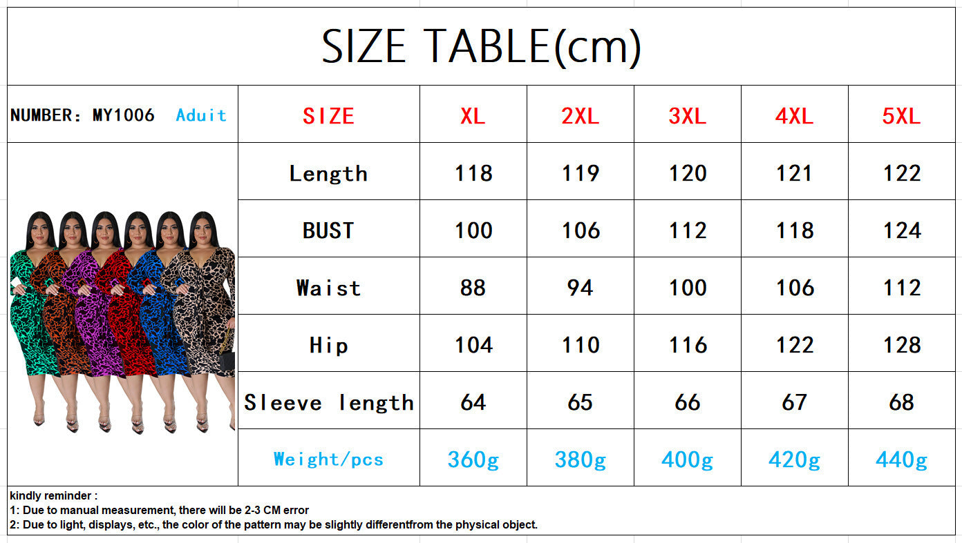 Plus Size Women's Clothes Sexy Sheath Leopard Print Dress