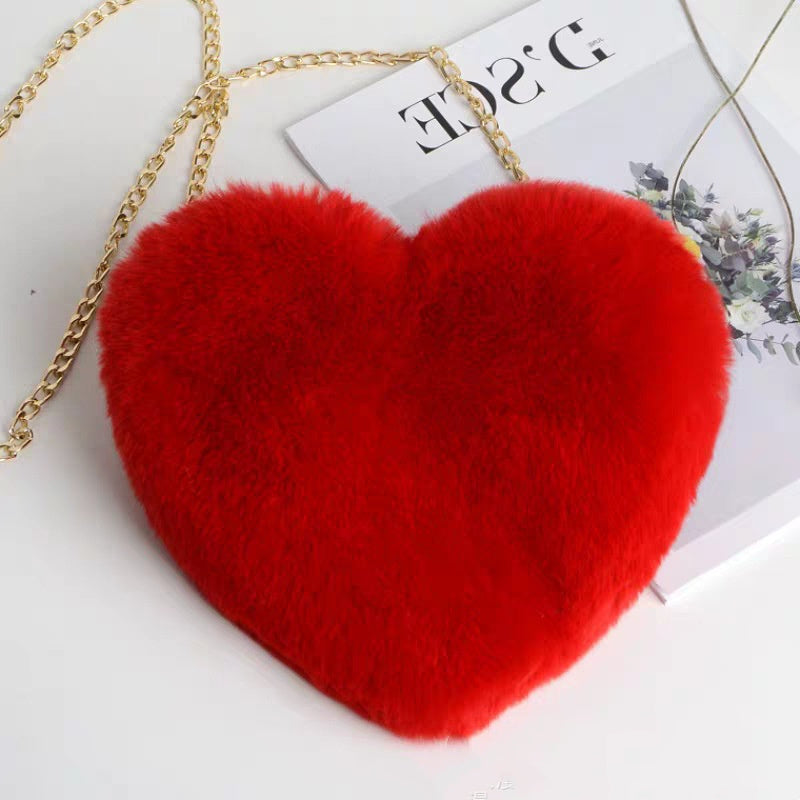 Love Bags For Women Plush Chain Shoulder Bags Heart Bag