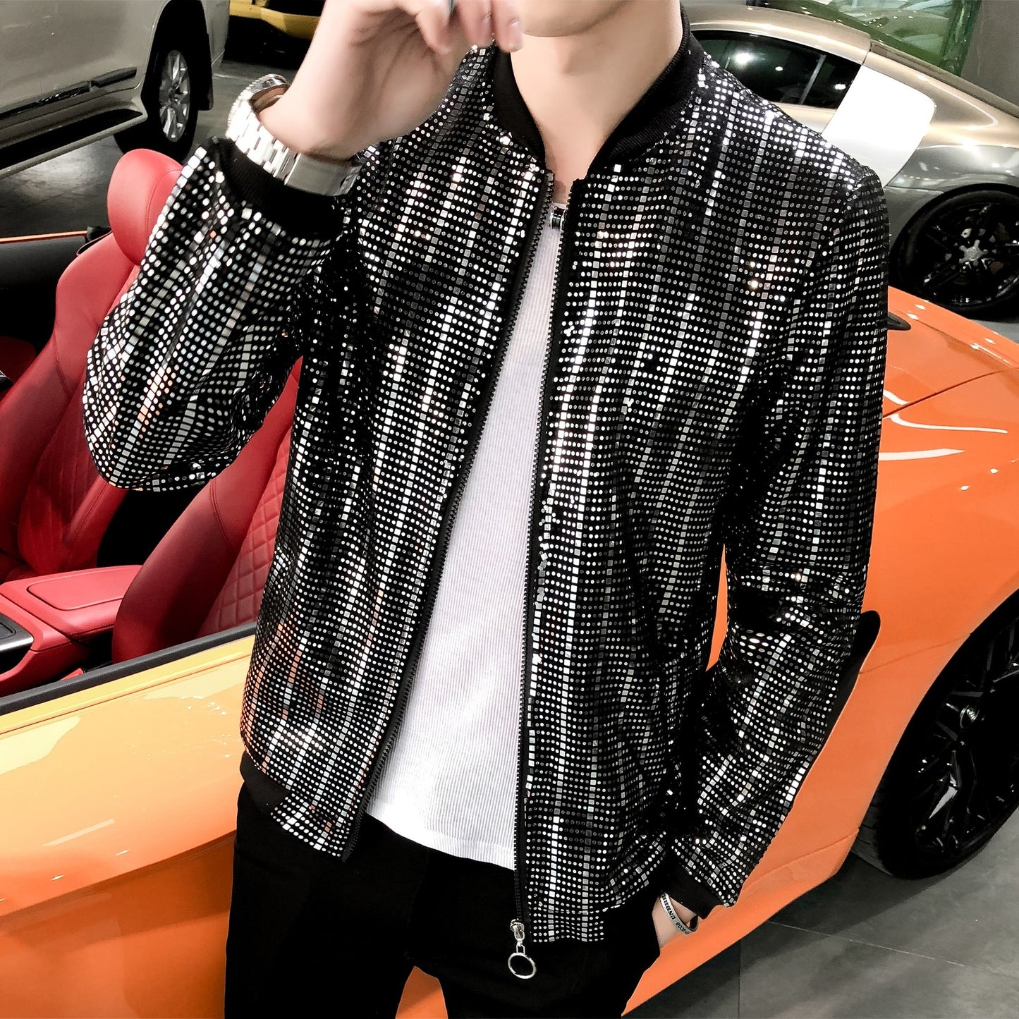 Men's Coat Sequins Plus Size Jacket Clothes