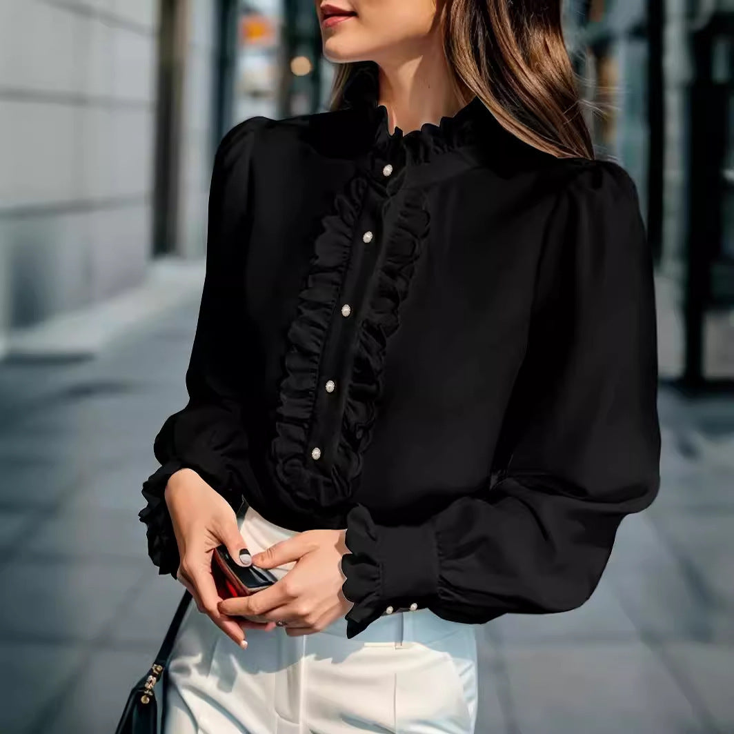 Women's Clothing Shirt Ruffled All-match