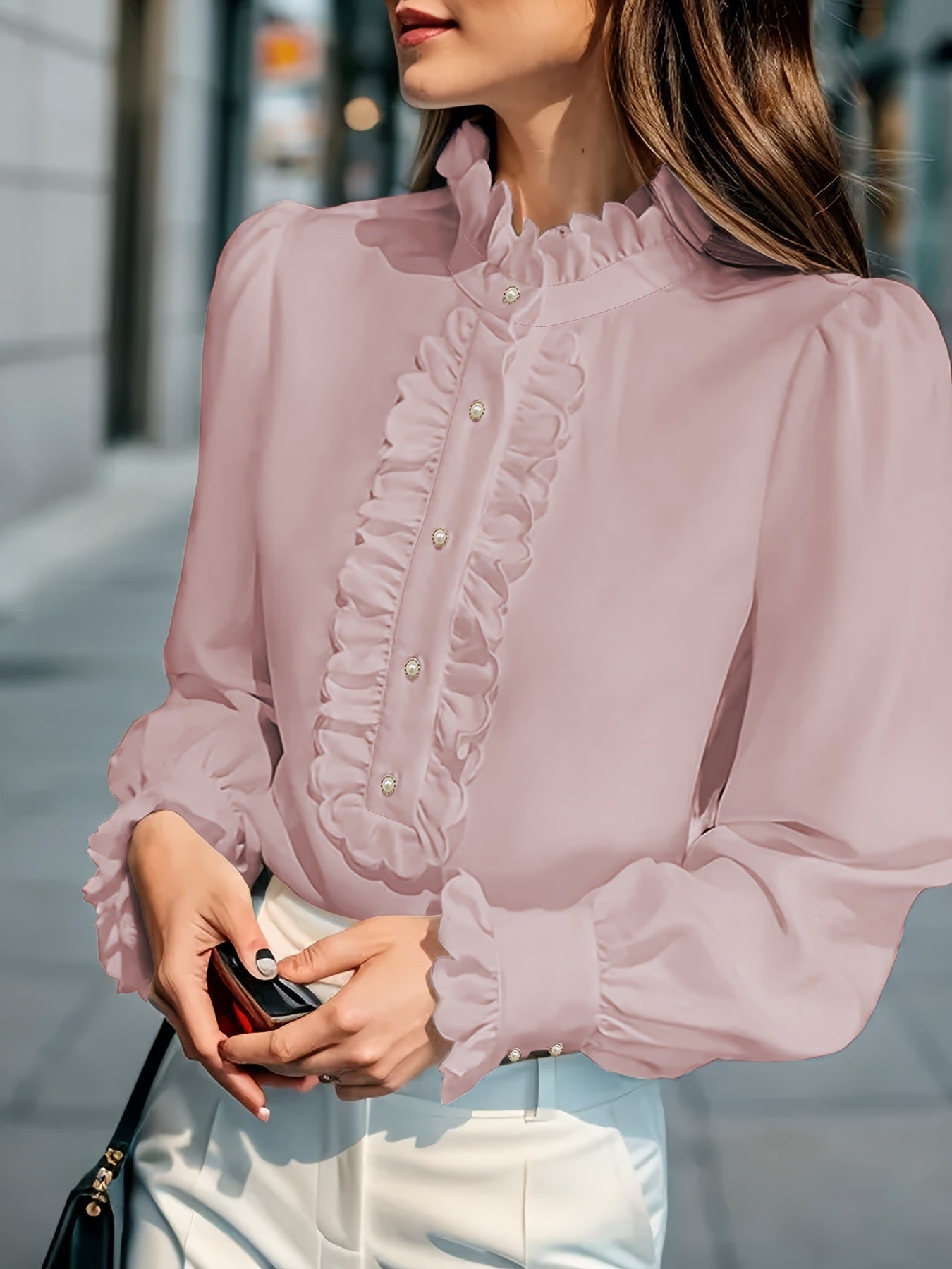 Women's Clothing Shirt Ruffled All-match