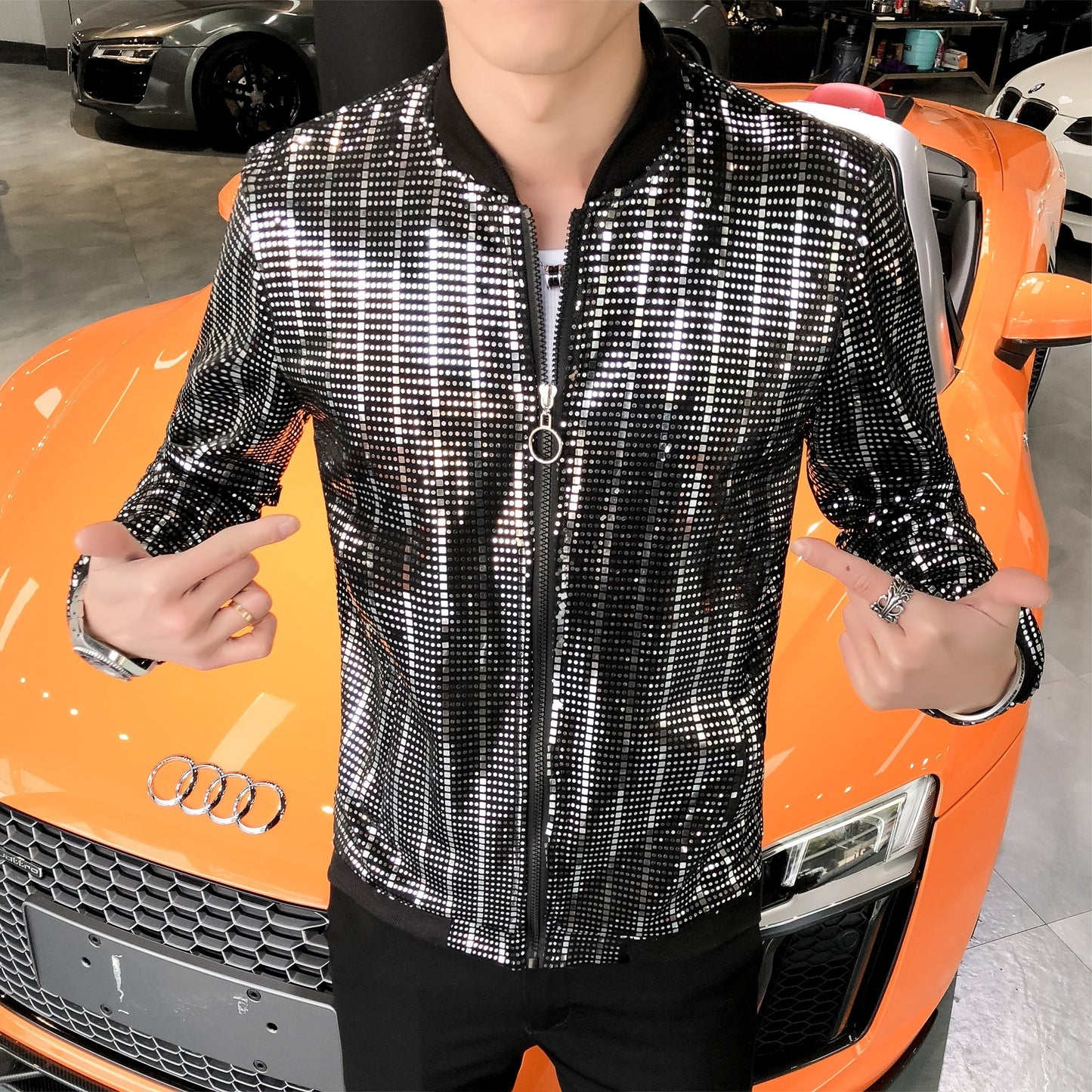 Men's Coat Sequins Plus Size Jacket Clothes