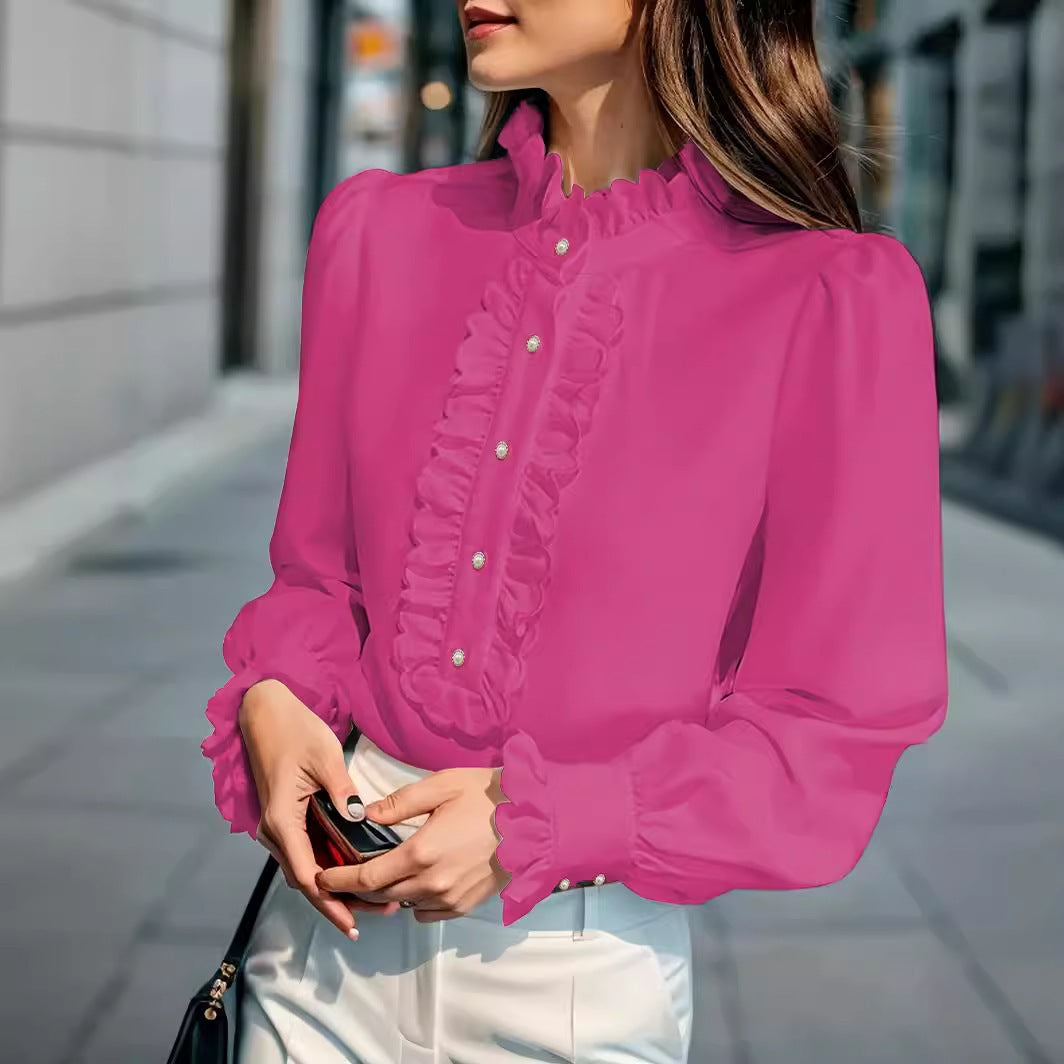 Women's Clothing Shirt Ruffled All-match