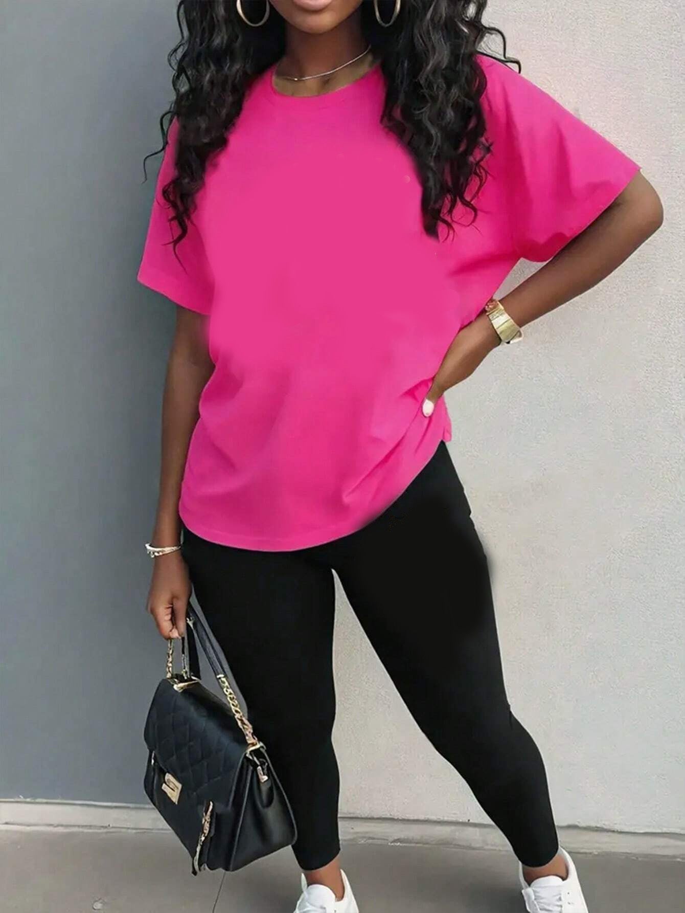 Women's  Round Neck T-Shirt And Leggings Set