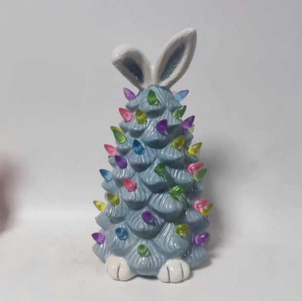 Easter Bunny Shape Ceramic Tree Decorations Spring Easter Bunny Glow Ornaments Easter Bunny