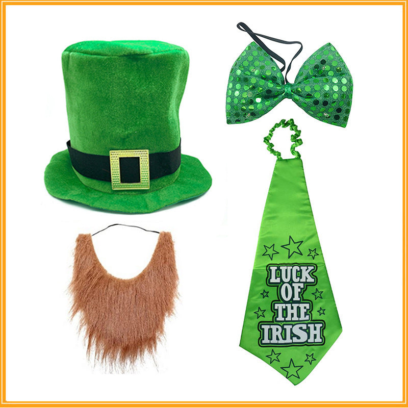 Saint St Patrick's Day Green Hat Lucky Costume Accessories Celebration Carnival Props For Irish Party Hat With Beard