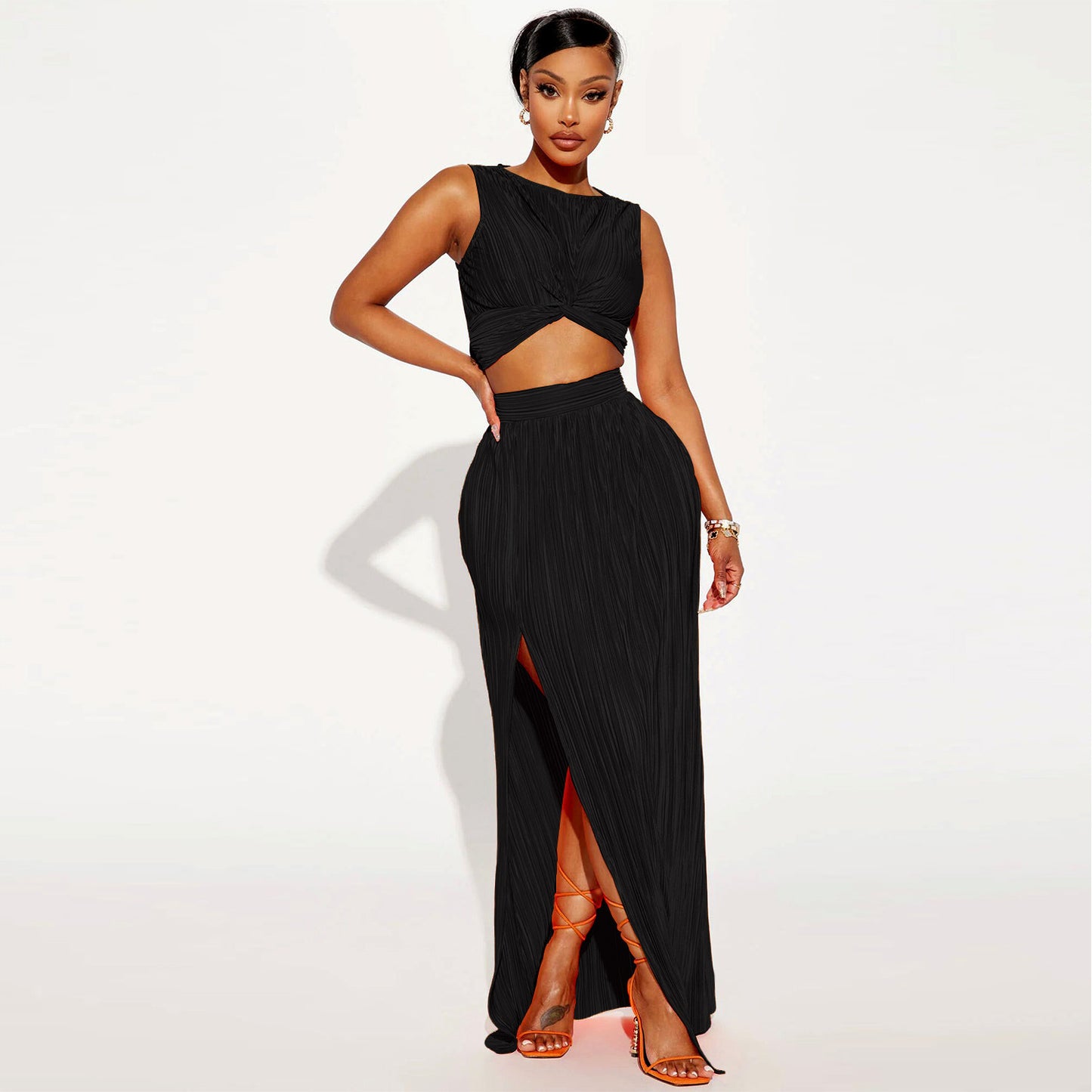 Women's Clothing Slit Dress Two-piece Set