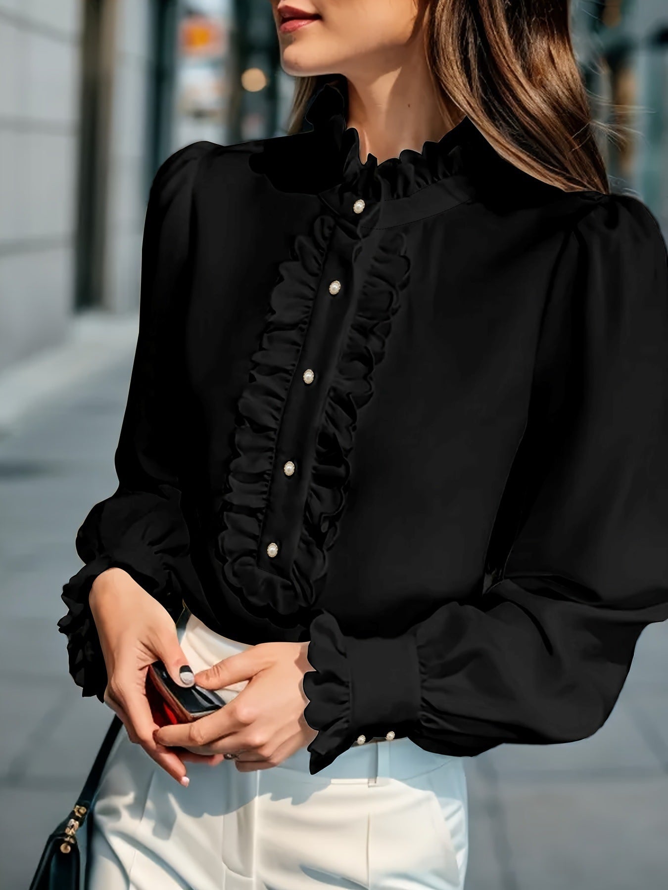 Women's Clothing Shirt Ruffled All-match