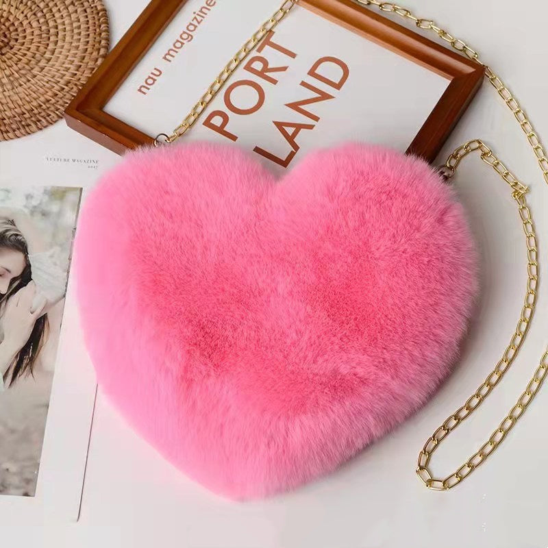 Love Bags For Women Plush Chain Shoulder Bags Heart Bag