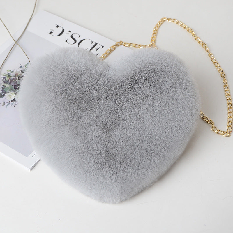 Love Bags For Women Plush Chain Shoulder Bags Heart Bag