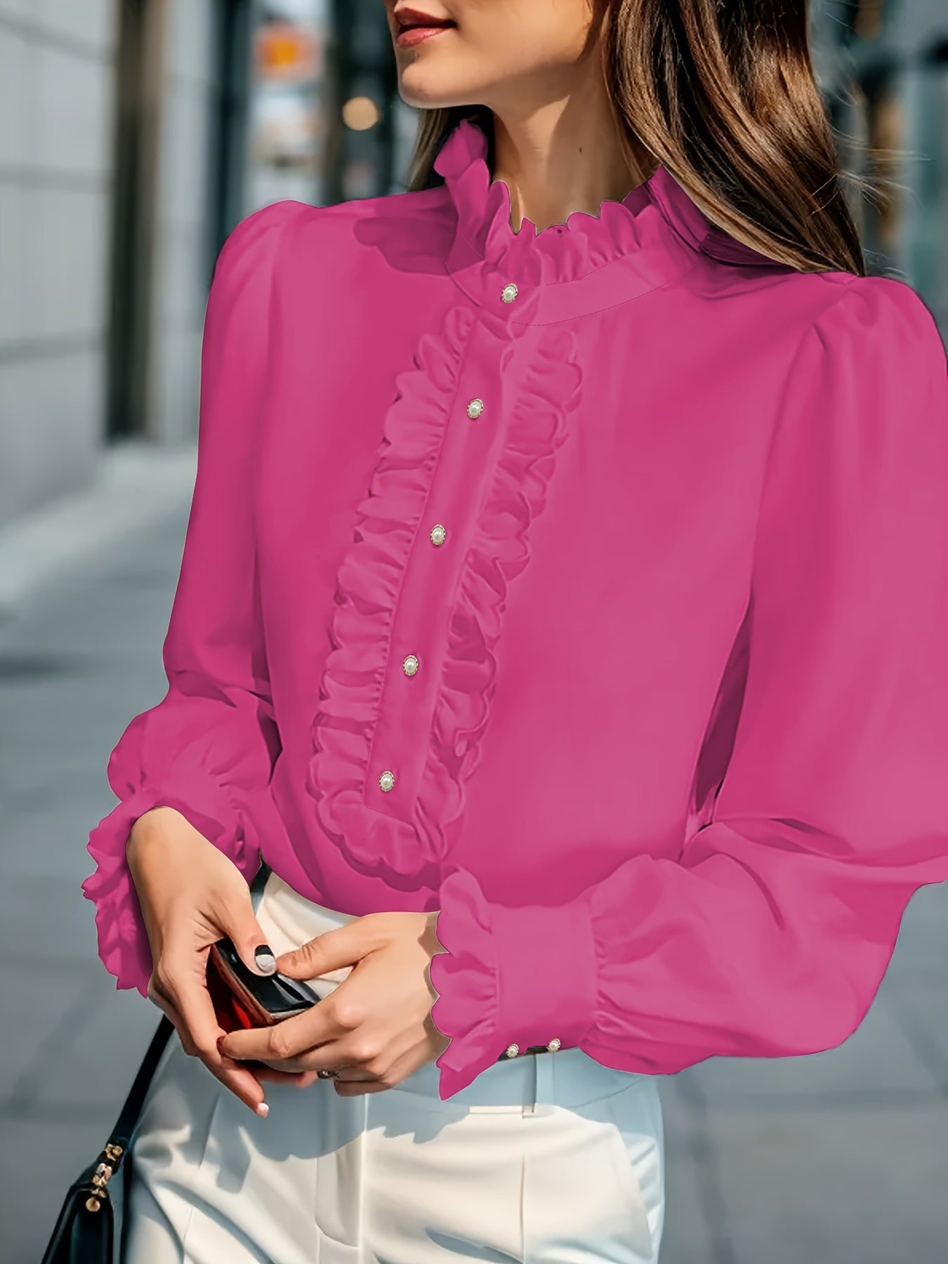 Women's Clothing Shirt Ruffled All-match