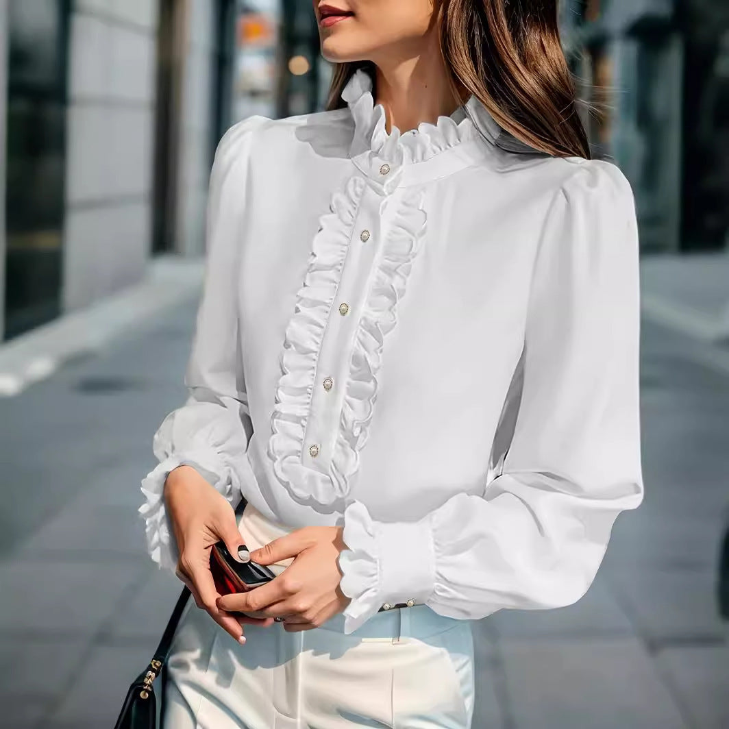 Women's Clothing Shirt Ruffled All-match