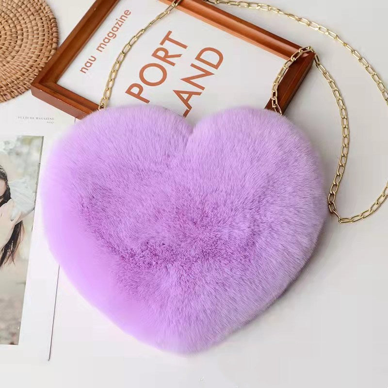 Love Bags For Women Plush Chain Shoulder Bags Heart Bag