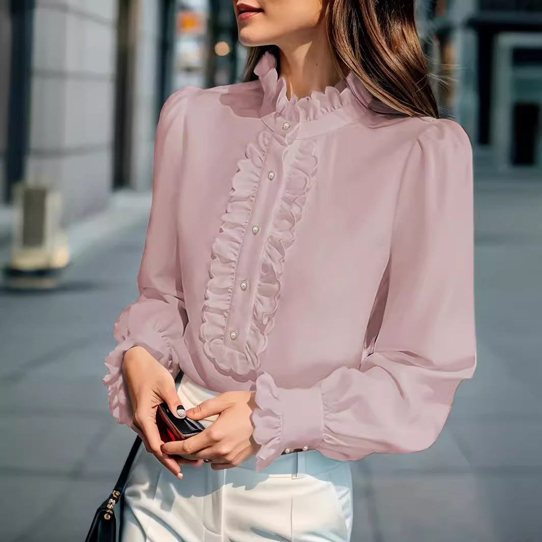 Women's Clothing Shirt Ruffled All-match