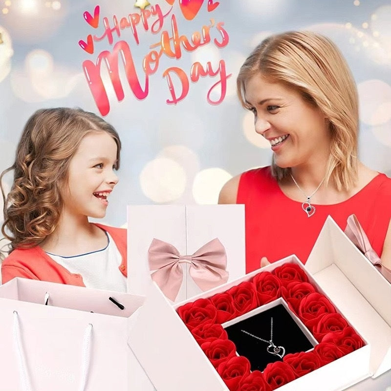 I Love You Projection Necklace Women's High-end Peach Heart