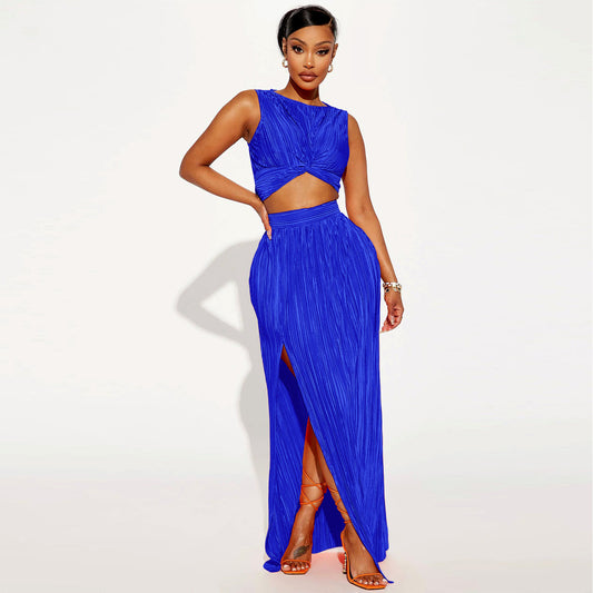 Women's Clothing Slit Dress Two-piece Set