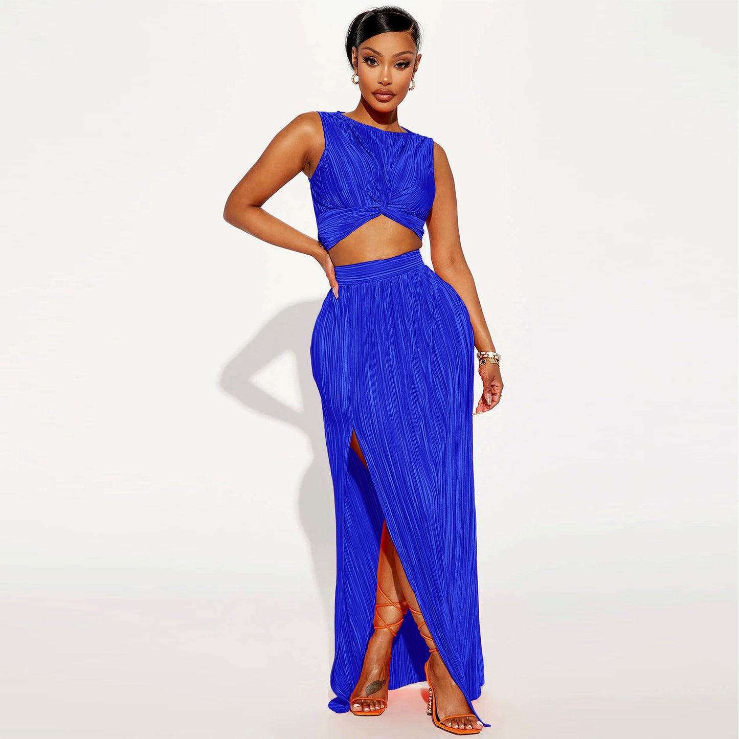 Women's Clothing Slit Dress Two-piece Set