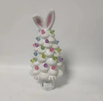 Easter Bunny Shape Ceramic Tree Decorations Spring Easter Bunny Glow Ornaments Easter Bunny