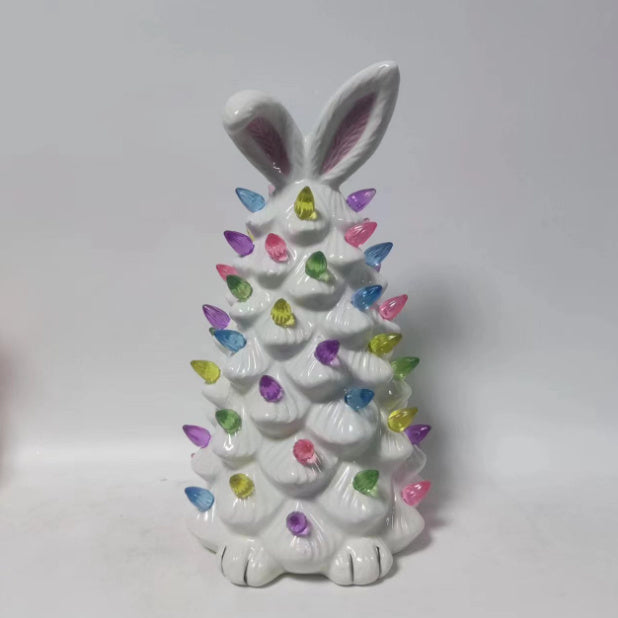 Easter Bunny Shape Ceramic Tree Decorations Spring Easter Bunny Glow Ornaments Easter Bunny