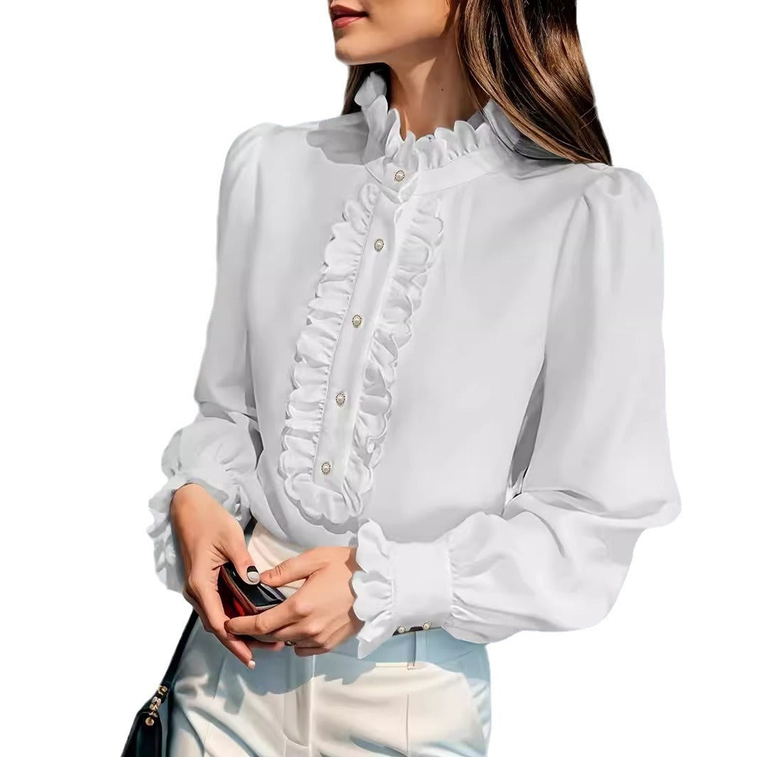 Women's Clothing Shirt Ruffled All-match