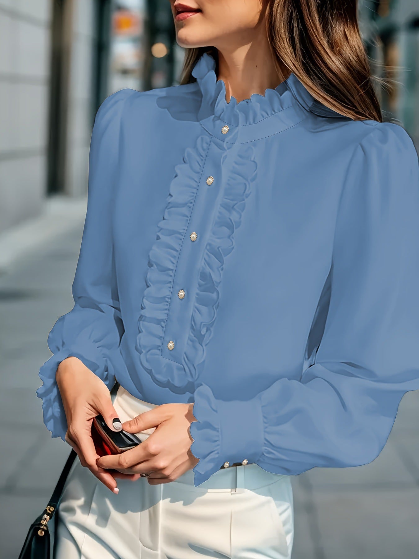 Women's Clothing Shirt Ruffled All-match