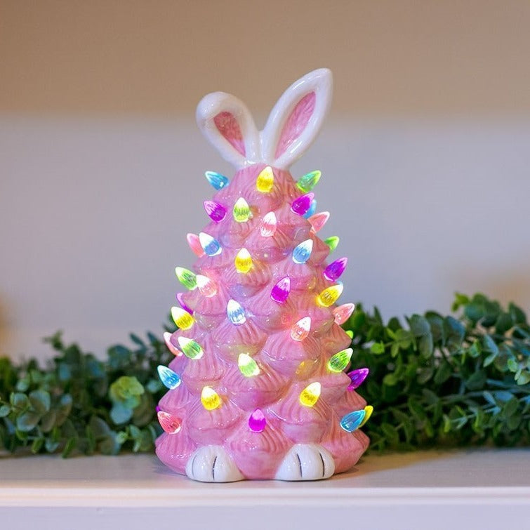 Easter Bunny Shape Ceramic Tree Decorations Spring Easter Bunny Glow Ornaments Easter Bunny