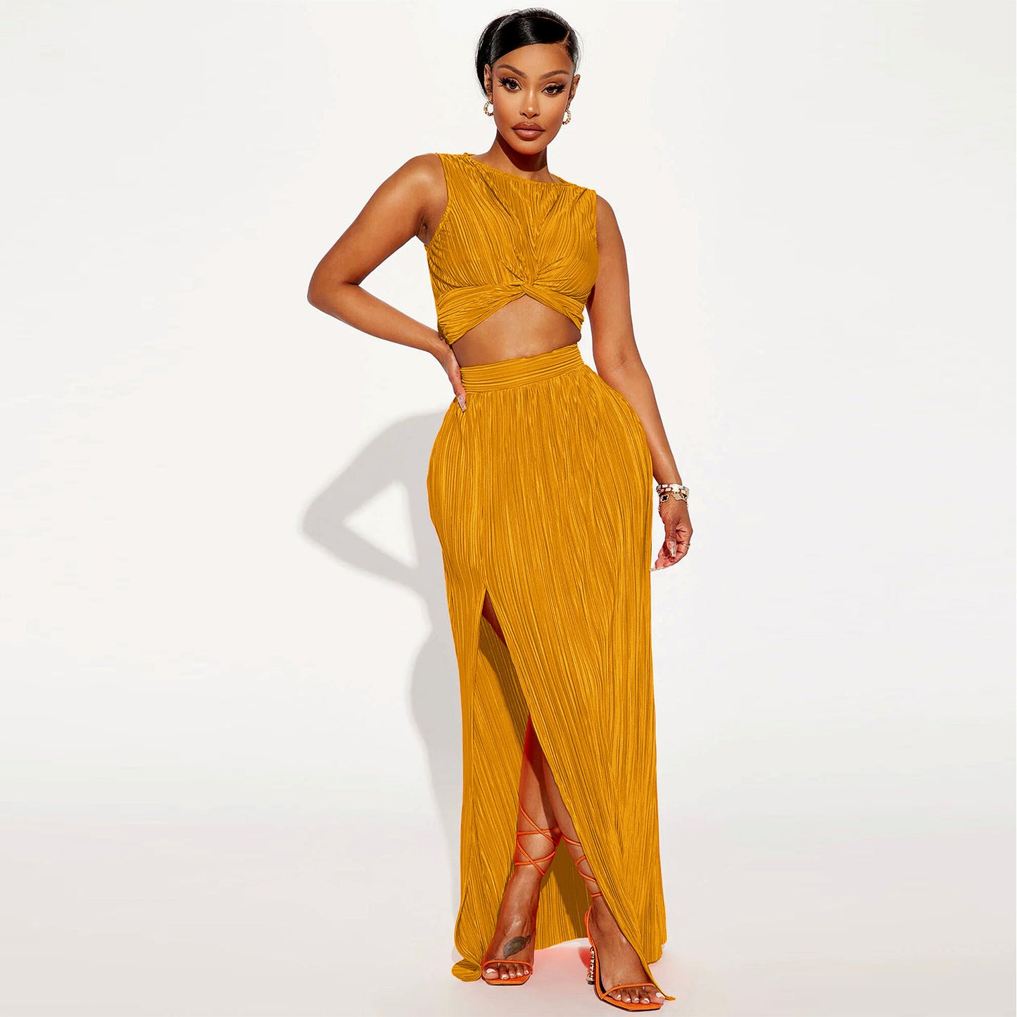 Women's Clothing Slit Dress Two-piece Set