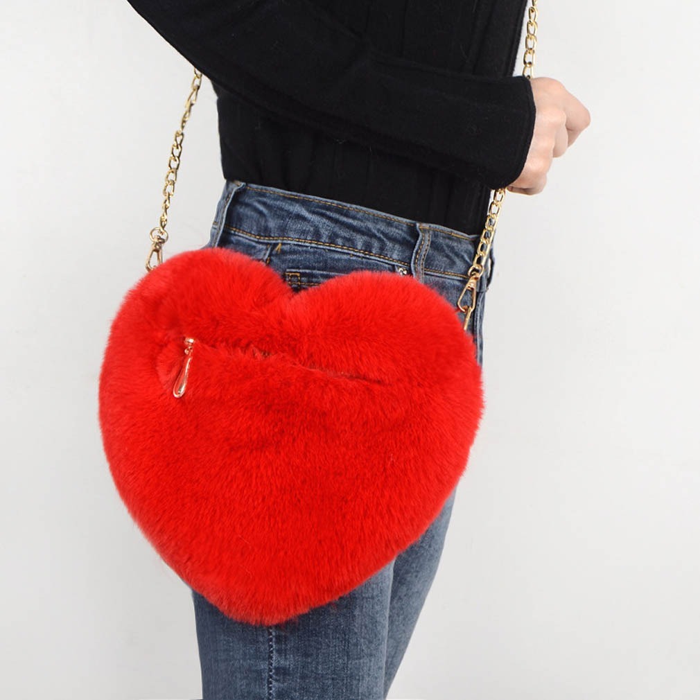 Love Bags For Women Plush Chain Shoulder Bags Heart Bag