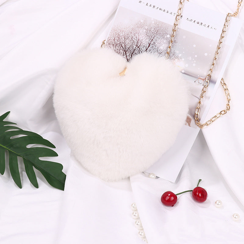 Love Bags For Women Plush Chain Shoulder Bags Heart Bag