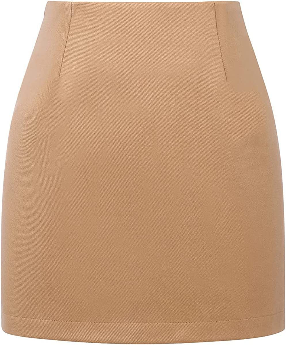 Slim Women's High Waist Plaid Tight Pencil Wool Mini Skirt